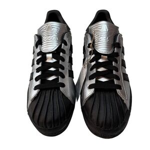 Adidas Superstar 82 Silver Black Metallic Shell Toe Sneakers JH5669 Womens 8 New